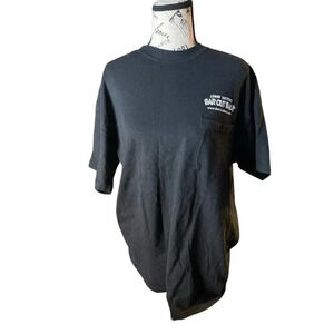 HANES HEAVYWEIGHT BLACK TEE LARGE JONNY ROTTON'S BAR OUT BACK BIKE WEEK 2003